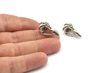 Tiny Bird Skull, Antique Silver Plated Brass Bird Skull Pendants, Brass Skull Charm (24x12x11mm) N2593