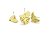Brass Butterfly Earring, Raw Brass Butterfly Shaped Stud Earrings (16x11x1.5mm) N2606