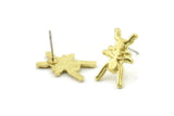 Brass Ant Earring, Raw Brass Ant Shaped Stud Earrings (16x10x1.5mm) N2611