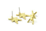 Brass Ant Earring, Raw Brass Ant Shaped Stud Earrings (16x10x1.5mm) N2611