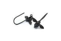 Siyah Sinek Küpe, 4 Oksitlenmiş Siyah Pirinç Sinek Küpe, Bulgular (17x9x0,70 mm) N1194