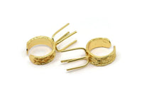 Gold Claw Ring, Gold Plated Brass 4 Claw Ring Blanks For Natural Stones V042