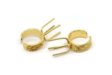 Gold Claw Ring, Gold Plated Brass 4 Claw Ring Blanks For Natural Stones V042