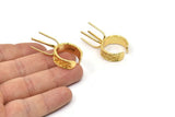 Gold Claw Ring, Gold Plated Brass 4 Claw Ring Blanks For Natural Stones V042