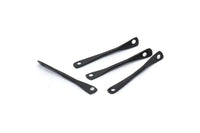 Black Brass Connector, 12 Oxidized Black Brass Connectors With 2 Holes (21x0.5mm) E557