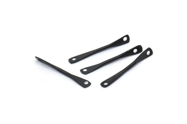 Black Brass Connector, 12 Oxidized Black Brass Connectors With 2 Holes (21x0.5mm) E557