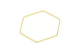 Hexagon Ring Charm, 4 Gold Plated Brass Hexagon Shaped Ring Charms (40x1x1.10mm) E300