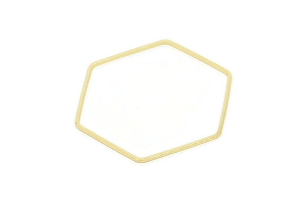 Hexagon Ring Charm, 4 Gold Plated Brass Hexagon Shaped Ring Charms (40x1x1.10mm) E300