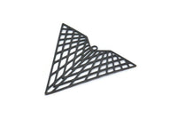 Black Triangle Charm, 4 Textured Oxidized Black Brass Triangle Earring Charms With 1 Hole, Pendants, Findings (41x32mm) E462