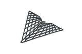 Black Triangle Charm, 4 Textured Oxidized Black Brass Triangle Earring Charms With 1 Hole, Pendants, Findings (41x32mm) E462