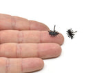 Black Sun Earring, 12 Oxidized Black Brass Sun Shaped Stud Earrings (11x12x0.60mm) A2958