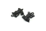 Black Frog Charm, 4 Oxidized Black Brass Frog Charm Earrings With 1 Loop, Pendants, Findings (11x16mm) N0907