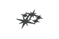 Black Star Charm, 8 Oxidized Black Brass Star Shaped Charms, Charm Pendants, Connectors (21x27x0.60mm) A4056