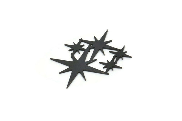 Black Star Charm, 8 Oxidized Black Brass Star Shaped Charms, Charm Pendants, Connectors (21x27x0.60mm) A4056
