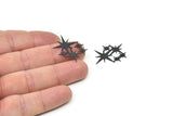 Black Star Charm, 8 Oxidized Black Brass Star Shaped Charms, Charm Pendants, Connectors (21x27x0.60mm) A4056