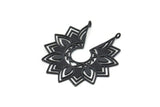 Black Ethnic Pendant, 2 Oxidized Black Brass Ethnic Motif Pendants With 2 Loops, Findings, Earrings, Charms (43x46mm) N0875