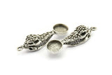 Silver Crocodile Skull, Antique Silver Plated Brass Crocodile Skull Pendants, Skull Charms With 1 Loop - Pad Size : 10mm (40x10x9mm) N2595