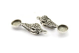 Silver Crocodile Skull, Antique Silver Plated Brass Crocodile Skull Pendants, Skull Charms With 1 Loop - Pad Size : 10mm (40x10x9mm) N2595
