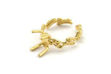 Gold Ring Settings, Gold Plated Brass Claw Rings, Adjustable Rings - Pad Size 6x8mm N2575