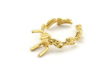 Gold Ring Settings, Gold Plated Brass Claw Rings, Adjustable Rings - Pad Size 6x8mm N2575