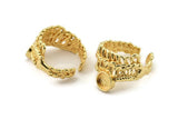 Gold Ring Setting, Gold Plated Brass Adjustable Rings With 1 Stone Settings - Pad Size 6mm N2571