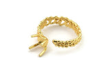 Gold Ring Settings, Gold Plated Brass Claw Rings, Adjustable Rings - Pad Size 6mm N2557