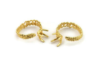 Gold Ring Settings, Gold Plated Brass Claw Rings, Adjustable Rings - Pad Size 6mm N2557