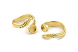 Gold Ring Setting, Gold Plated Brass Adjustable Rings With 1 Stone Settings - Pad Size 6mm N2569