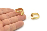 Gold Ring Setting, Gold Plated Brass Adjustable Rings With 1 Stone Settings - Pad Size 6mm N2569