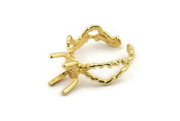 Gold Ring Settings, Gold Plated Brass Claw Rings, Adjustable Rings - Pad Size 6x8mm N2568