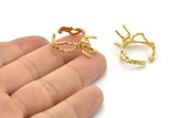 Gold Ring Settings, Gold Plated Brass Claw Rings, Adjustable Rings - Pad Size 6x8mm N2568
