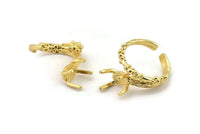 Gold Ring Settings, Gold Plated Brass Claw Rings, Adjustable Rings - Pad Size 6x8mm N2543