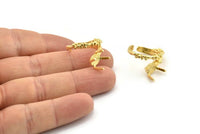 Gold Ring Settings, Gold Plated Brass Claw Rings, Adjustable Rings - Pad Size 6x8mm N2543
