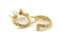 Gold Ring Settings, Gold Plated Brass Claw Rings, Adjustable Rings - Pad Size 6mm N2572