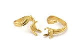 Gold Ring Settings, Gold Plated Brass Claw Rings, Adjustable Rings - Pad Size 6x8mm N2570