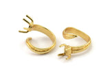 Gold Ring Settings, Gold Plated Brass Claw Rings, Adjustable Rings - Pad Size 6x8mm N2570