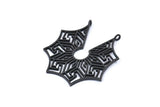 Black Ethnic Pendant, 2 Oxidized Black Brass Ethnic Motif Pendants With 2 Loops, Findings, Earrings, Charms (40x39mm) N0873