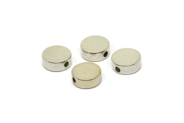 Silver Spacer Bead, 8 Silver Tone Brass Spacer Beads, Spacer Connectors, Round Beads (8x3mm) D0128