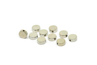 Silver Spacer Bead, 8 Silver Tone Brass Spacer Beads, Spacer Connectors, Round Beads (8x3mm) D0128