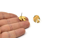 Gold Bird Earring, 4 Gold Plated Brass Bird Stud Earrings (18x14x0.80mm) A2719 Y098