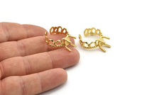 Gold Ring Settings, Gold Plated Brass Claw Rings, Adjustable Rings - Pad Size 6x8mm N2546