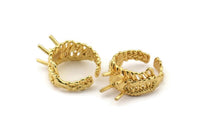 Gold Ring Settings, Gold Plated Brass Claw Rings, Adjustable Rings - Pad Size 6mm N2541