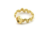 Gold Ring Setting, Gold Plated Brass Adjustable Rings With 1 Stone Settings - Pad Size 6x8mm N2558