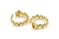 Gold Ring Setting, Gold Plated Brass Adjustable Rings With 1 Stone Settings - Pad Size 6x8mm N2558