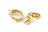 Gold Ring Settings, Gold Plated Brass Claw Rings, Adjustable Rings - Pad Size 6x8mm N2577