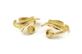 Gold Ring Setting, Gold Plated Brass Adjustable Rings With 1 Stone Settings - Pad Size 6mm N2573