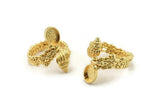 Gold Shell Ring, Gold Plated Brass Adjustable Rings With 1 Stone Settings - Pad Size 6x8mm N2566