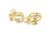 Gold Ring Settings, Gold Plated Brass Claw Rings, Adjustable Rings - Pad Size 6x8mm N2567