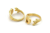 Gold Ring Setting, Gold Plated Brass Adjustable Rings With 1 Stone Settings - Pad Size 6x8mm N2554