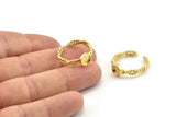 Gold Ring Setting, Gold Plated Brass Adjustable Rings With 1 Stone Settings - Pad Size 6mm N2549